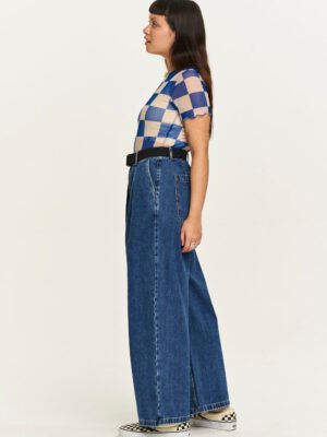 Cole - Baggy Wide Leg Denim Jeans in Mid Wash Blue