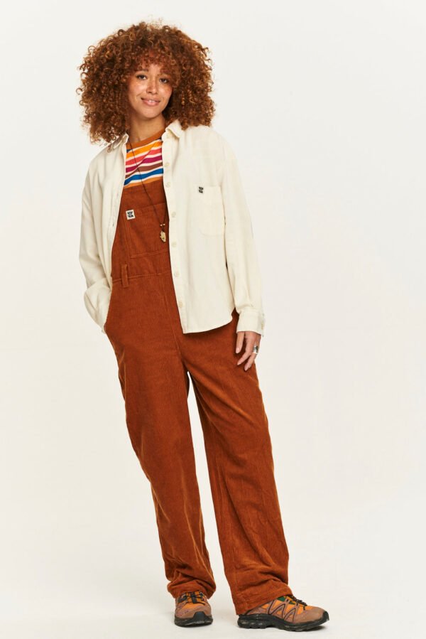 Easton - Corduroy Dungarees in Caramel Brown