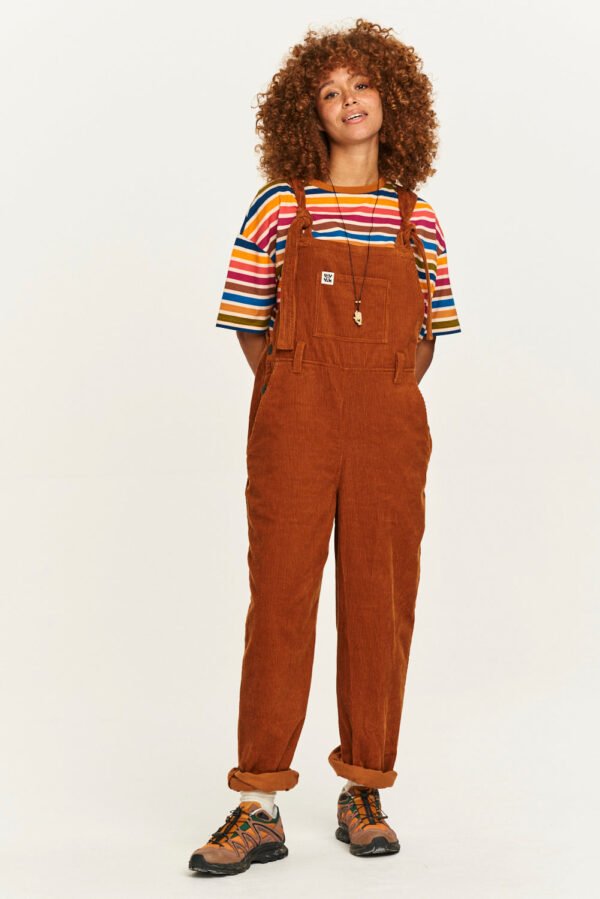 Easton - Corduroy Dungarees in Caramel Brown