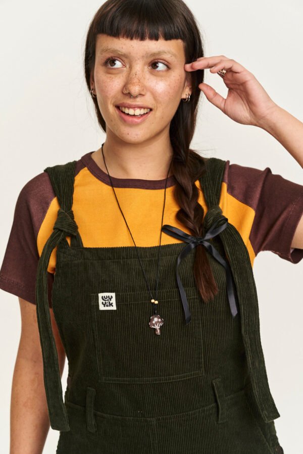 Easton - Corduroy Dungarees in Dark Olive Green