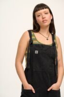 Original - Denim Dungaree Shorts in Washed Black