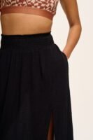 Poppy - Tencel Elasticated Waist Skirt in Black