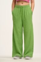Larson - Wide Leg Waffle Cotton Joggers in Matcha Green