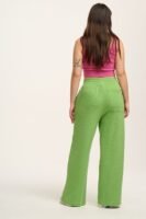 Larson - Wide Leg Waffle Cotton Joggers in Matcha Green