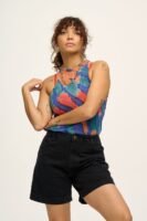 Lexi - High Waist Denim Shorts in Washed Black