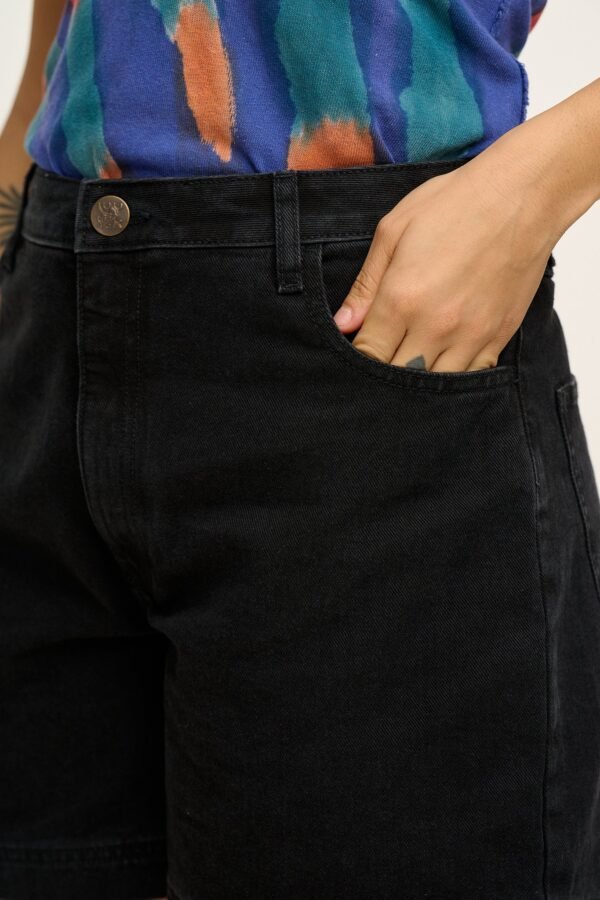 Lexi - High Waist Denim Shorts in Washed Black
