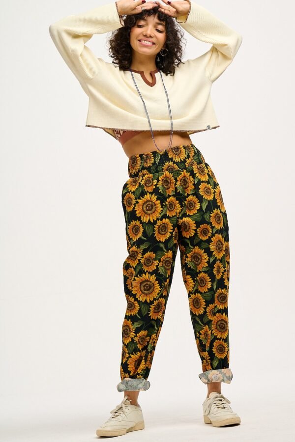 Alexa - Cotton Trousers in Sunflower Print