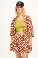 Jessie - Cotton Towelling Shorts in Amara Grid Print
