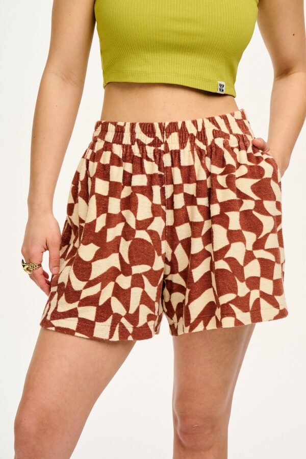 Jessie - Cotton Towelling Shorts in Amara Grid Print