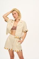 Jessie - Cotton & Linen Shorts with Amber Embroidery