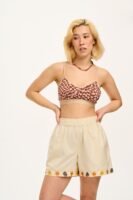 Jessie - Cotton & Linen Shorts with Amber Embroidery