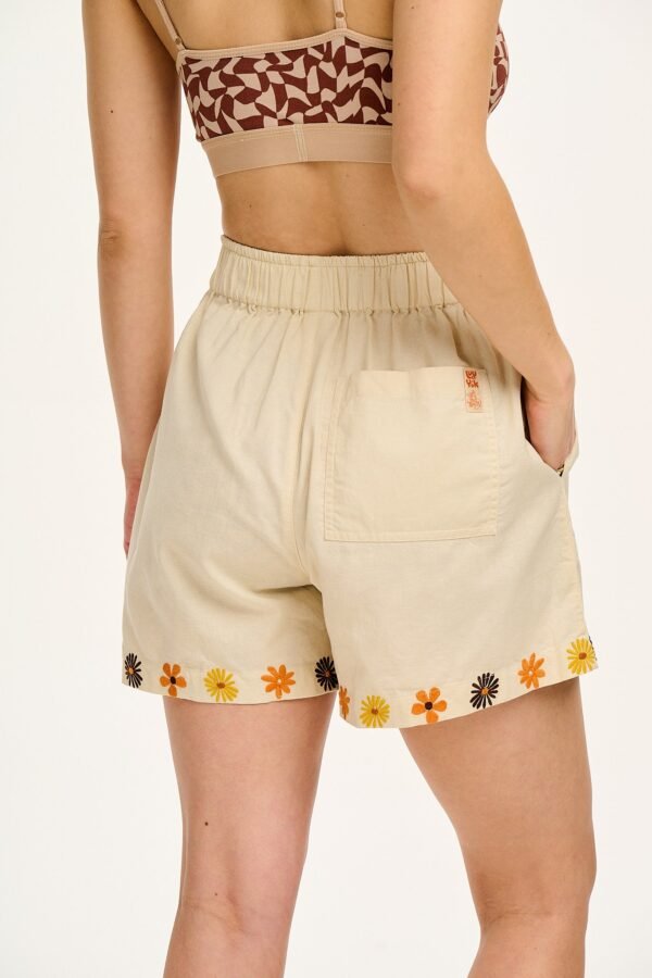 Jessie - Cotton & Linen Shorts with Amber Embroidery