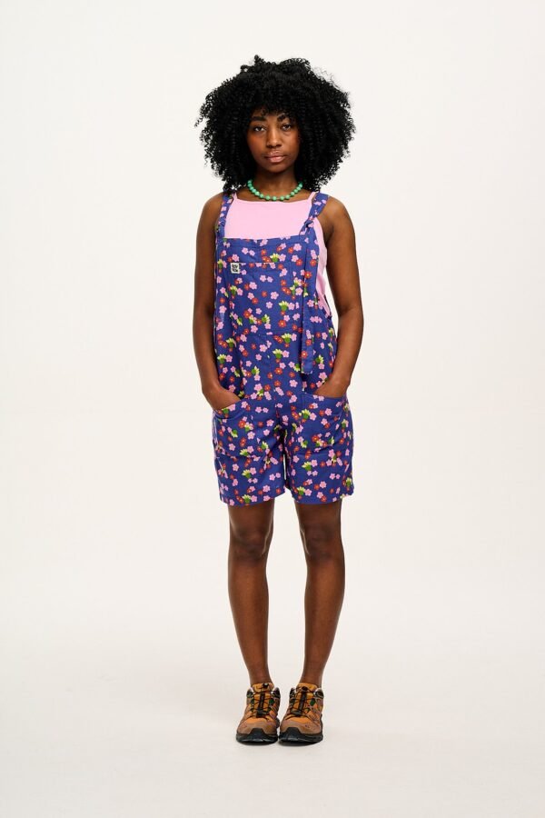 Original - Cotton & Linen Dungaree Shorts in Clover Print