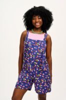 Original - Cotton & Linen Dungaree Shorts in Clover Print