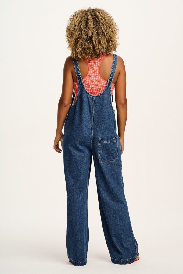 Ali - Slouchy Denim Dungarees in Mid Wash Blue