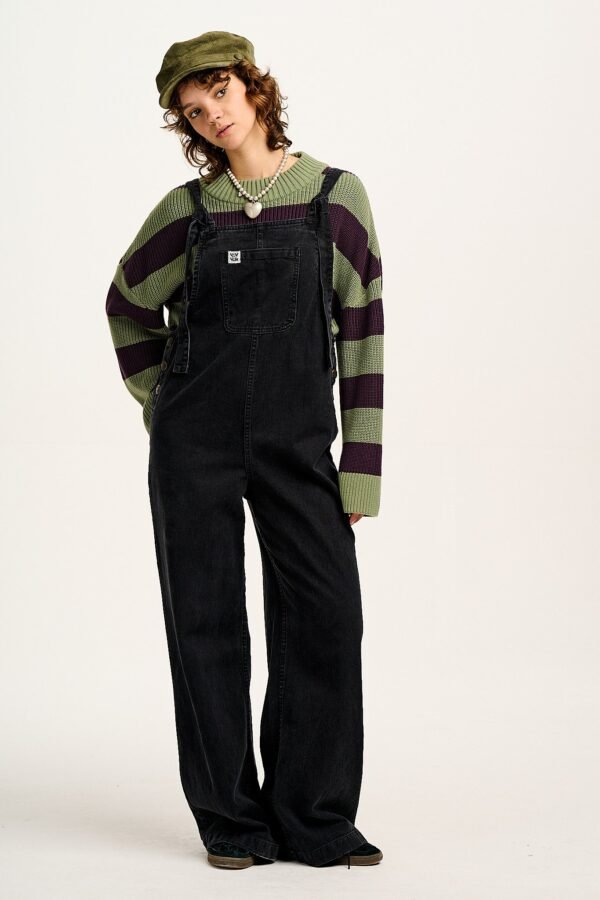 Ali - Slouchy Denim Dungaree in Washed Black