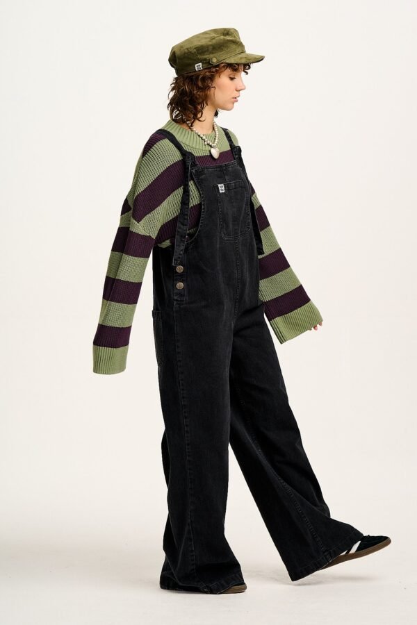 Ali - Slouchy Denim Dungaree in Washed Black