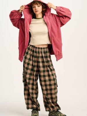 Wesley - Oversized Hoodie Corduroy Jacket in Rose Pink