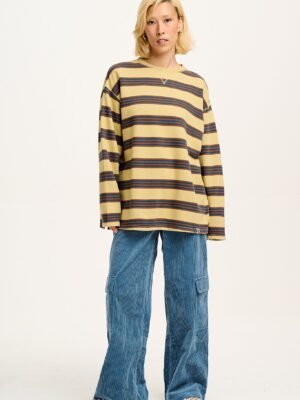 Kai - Midweight Cosy Loop Back Cotton Sweatshirt in Skater Stripe