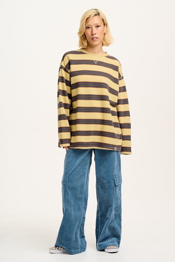 Kai - Midweight Cosy Loop Back Cotton Sweatshirt in Skater Stripe