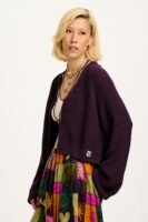 Robyn - V-Neck Cotton Cardigan in Plum