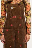 Jenny - Wide Leg Corduroy Dungarees with Cocoa Bella Embroidery