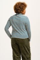 Hayden - Cotton & Modal Roll neck top in Navy & Ecru Stripe