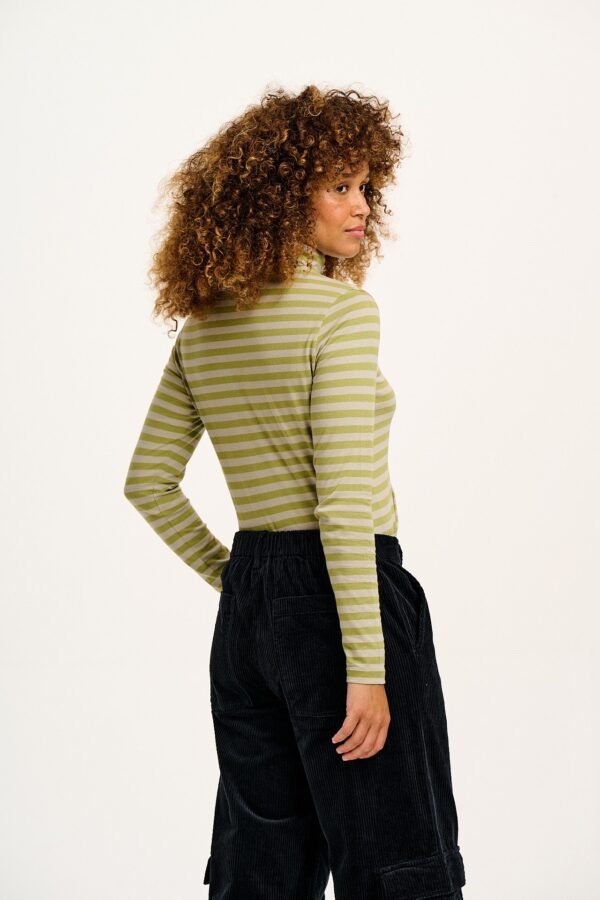 Hayden - Cotton & Modal Roll neck top in Sage Stripe