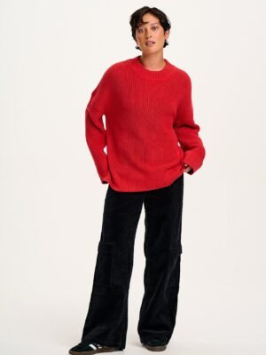 Amari - Oversized Cotton Jumper in Red