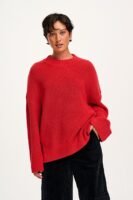 Amari - Oversized Cotton Jumper in Red