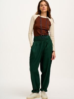 Alexa - Cotton Trousers in Posy Green