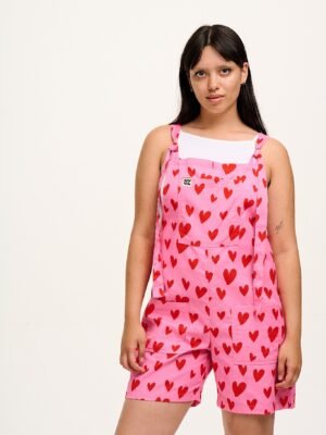 Original - Cotton & Linen Dungaree Shorts in Cupid Print