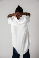 Petite Look In The Back Pleated Blouse