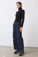 The Petite Off Duty Light Denim Cargo Pants