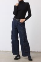 The Petite Off Duty Light Denim Cargo Pants